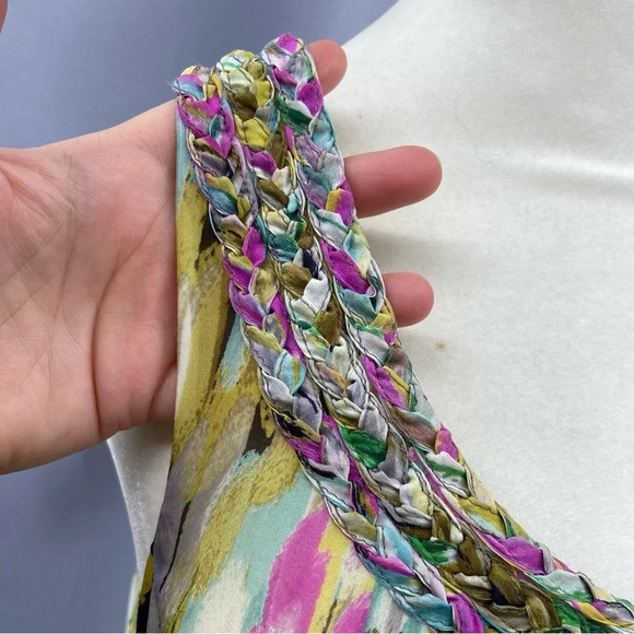 Anthropologie Leifsdottir rainbow confetti silk ruffle sleeveless Shift dress 4 - Picture 2 of 11